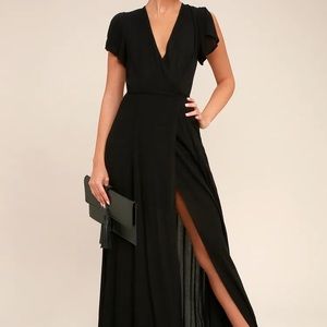 Lulus Black Wrap Maxi Dress - Size M (Like New)